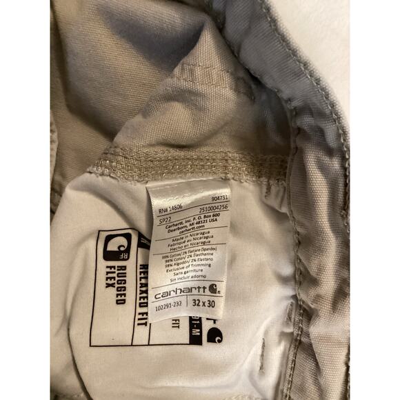 Carhartt Rugged Flex Relaxed Fit Canvas Work Pants Men's 32x30 Beige BN2291-M - Picture 14 of 16